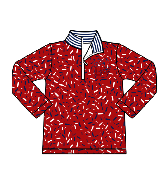 Preorder(moq 8)Baby Boys Red Sprinkles Zipper W Team Pullovers Top