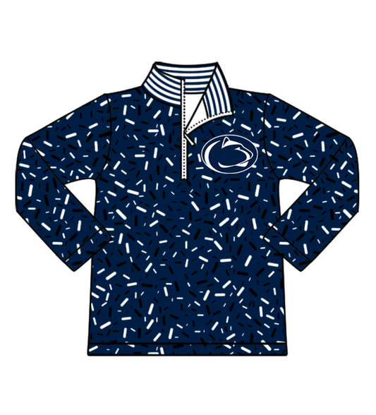 Preorder(moq 8)Baby Boys Navy Sprinkles Zipper Lions Team Pullovers Top