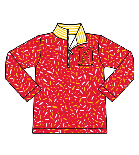 Preorder(moq 8)Baby Boys Orange Sprinkles Zipper M Team Pullovers Top