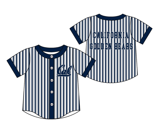 Preorder moq 5 Baby Boys Short Sleeve California Golden Bears Team Button Stripe Shirts Top