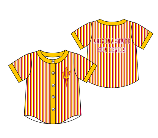 Preorder moq 5 Baby Boys Short Sleeve Arizona State Team Button Stripe Shirts Top