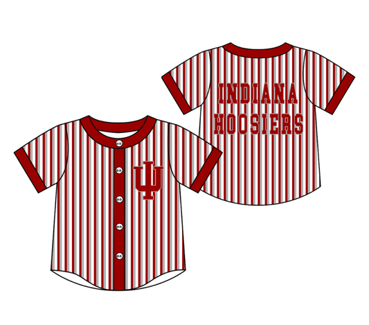 Preorder moq 5 Baby Boys Short Sleeve Indiana Hoosiers Team Button Stripe Shirts Top