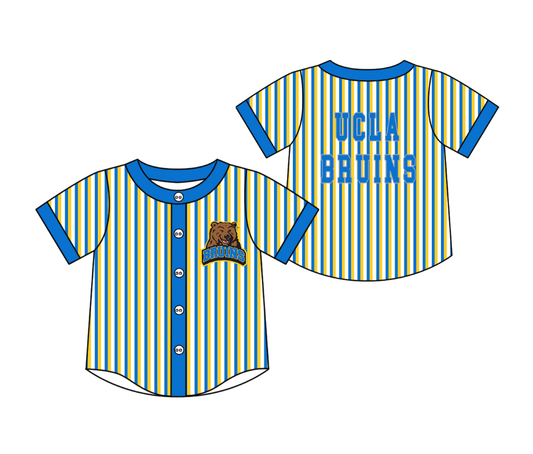 Preorder moq 5 Baby Boys Short Sleeve Ucla Bruins Team Button Stripe Shirts Top