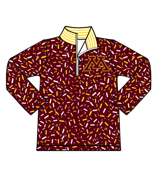 Preorder(moq 8)Baby Boys Dark Red Sprinkles Zipper M Team Pullovers Top