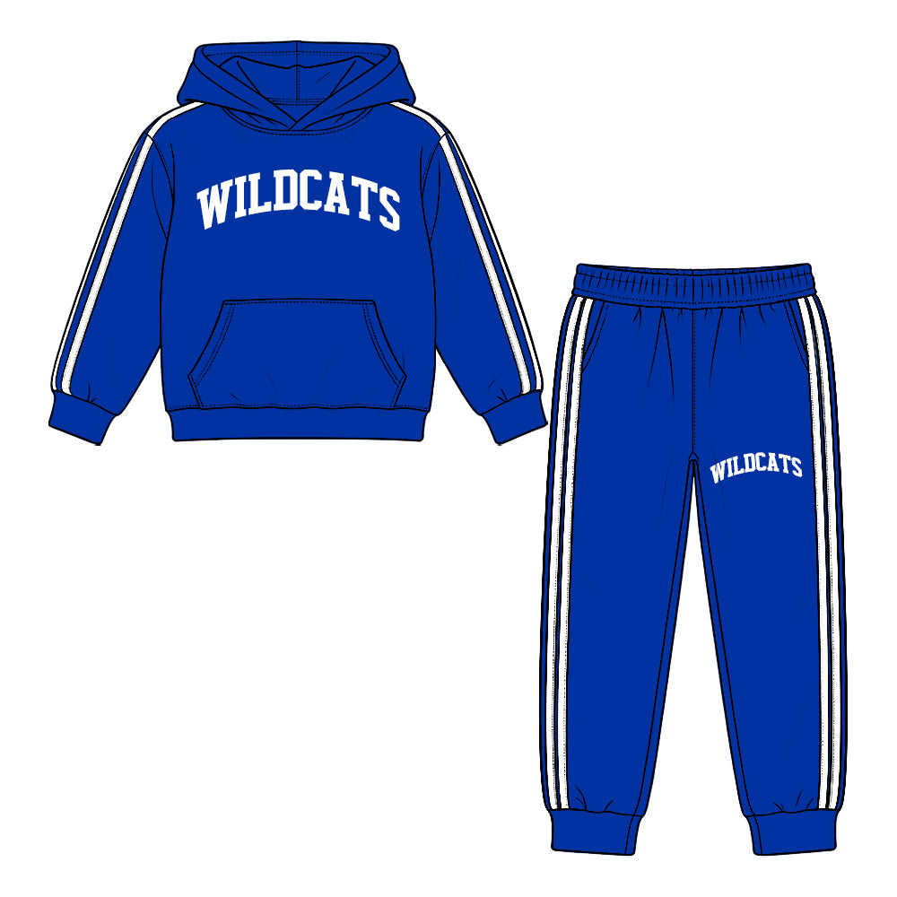 Preorder (moq 5) Baby Boy Clothes Blue Letter Graphic Print Long Sleeve Hooded Top Jogger Pant Outfit Set