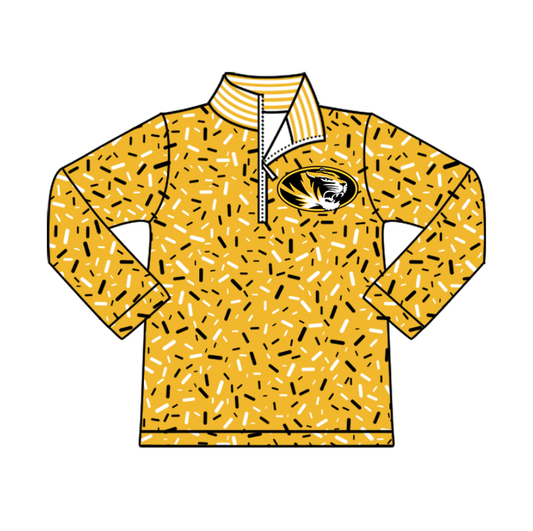 Preorder(moq 8)Baby Boys Yellow Sprinkles Zipper Lions Team Pullovers Top