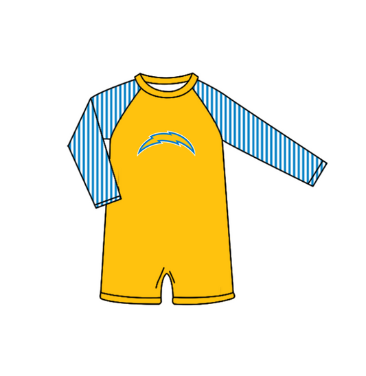 Preorder moq 5 Baby Boys Stripe Long Sleeve Fur Team Swimsuits