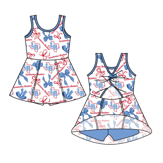 Preorder (moq 5)Baby Girls Sleeveless Bows Team Short Knee Length Dresses
