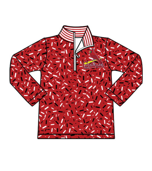 Preorder(moq 8)Baby Boys Red Sprinkles Zipper Cardinals Team Pullovers Top
