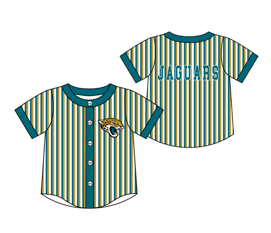 Preorder moq 5 Baby Boys Short Sleeve Jaguars Team Button Stripe Shirts Top