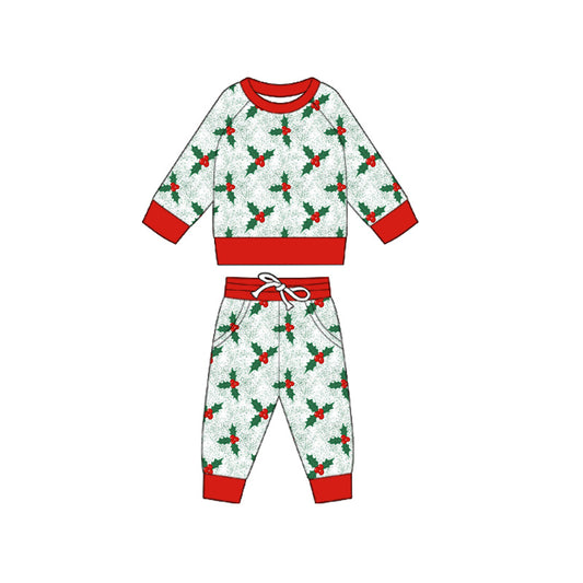 Preorder (moq 5)Baby Boys Long Sleeves Red Garland Top Pockets Pant Pajamas Set