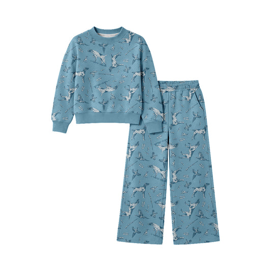Preorder (moq 5)Baby Girls Dogs Ducks Shirt Pockets Flare Pant Hunting Clothes Sets