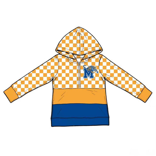 Preorder (custom moq 5)Baby Boys M Tiger Checked Team Zip Hoodies Top