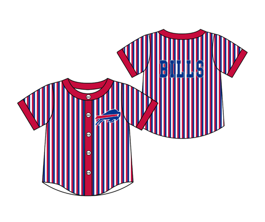 Preorder moq 5 Baby Boys Short Sleeve Bills Team Button Stripe Shirts Top