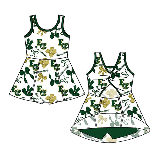 Preorder (moq 5)Baby Girls Sleeveless Bows Team Short Knee Length Dresses