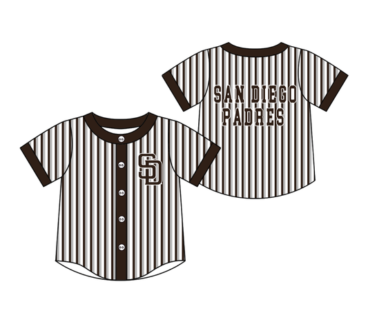 Preorder moq 5 Baby Boys Short Sleeve San Diego Padres Team Button Stripe Shirts Top