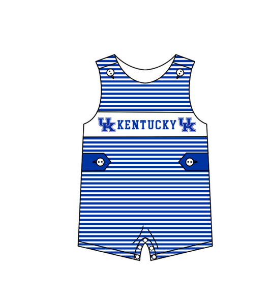 preorder(moq 5) Baby Boys Hot Blue Sleeveless UK Team Stripe Rompers