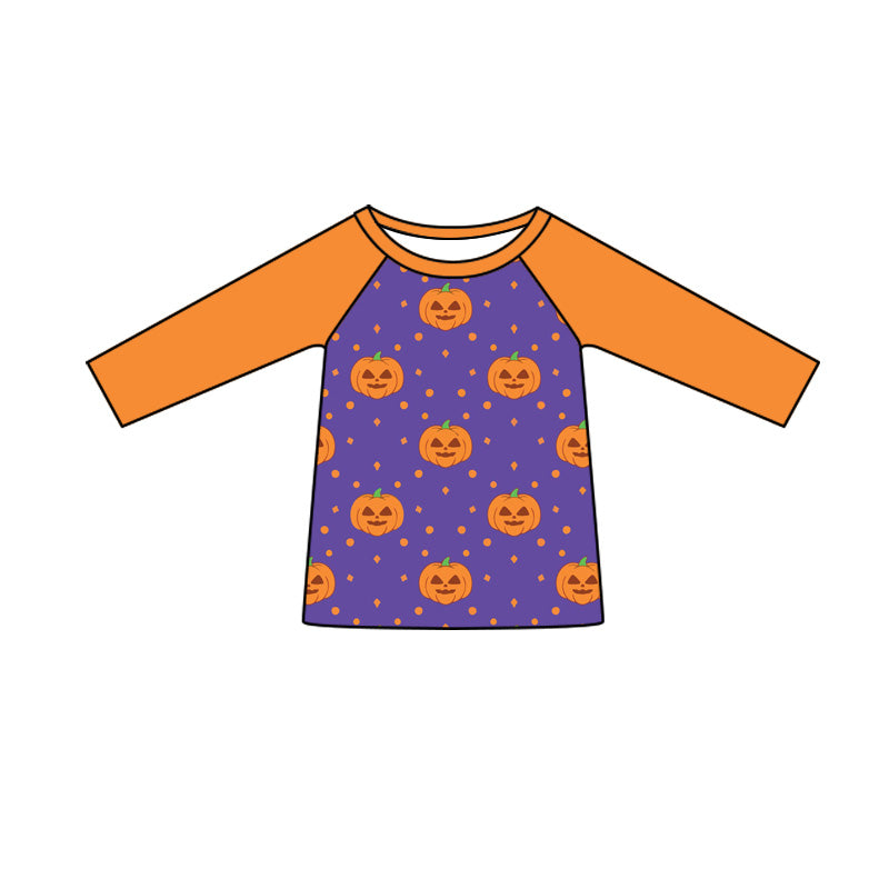 Preorder (moq 5)Baby Boys Long Sleeve Ghost Pumpkins Polka Dots Halloween T-shirts Top