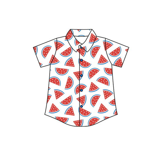 Preorder moq 5 Baby Boys Short Sleeve Watermelons Button Shirts Top