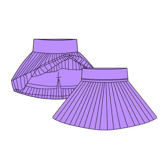 Preorder moq 10 Baby Girls Purple Activity Wear High Waist Yoga Short Skirts Bottom