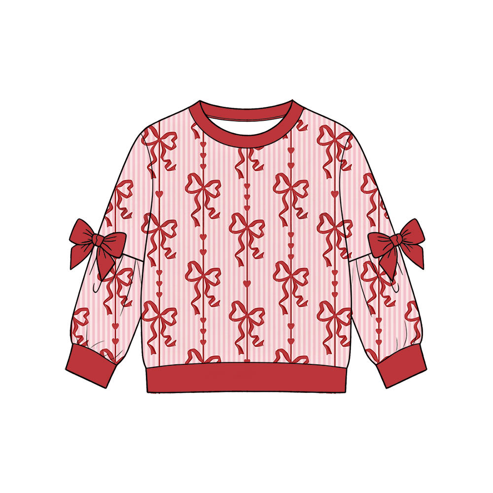 Preorder (moq 5) Baby Girls Long Sleeve Bows Hearts Valentines T-shirts Top