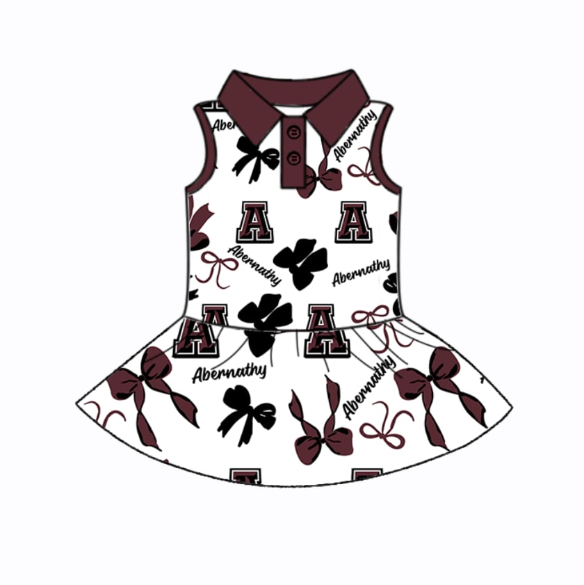 Preorder moq 5 Baby girls A Alabama bows straps ruffle dresses