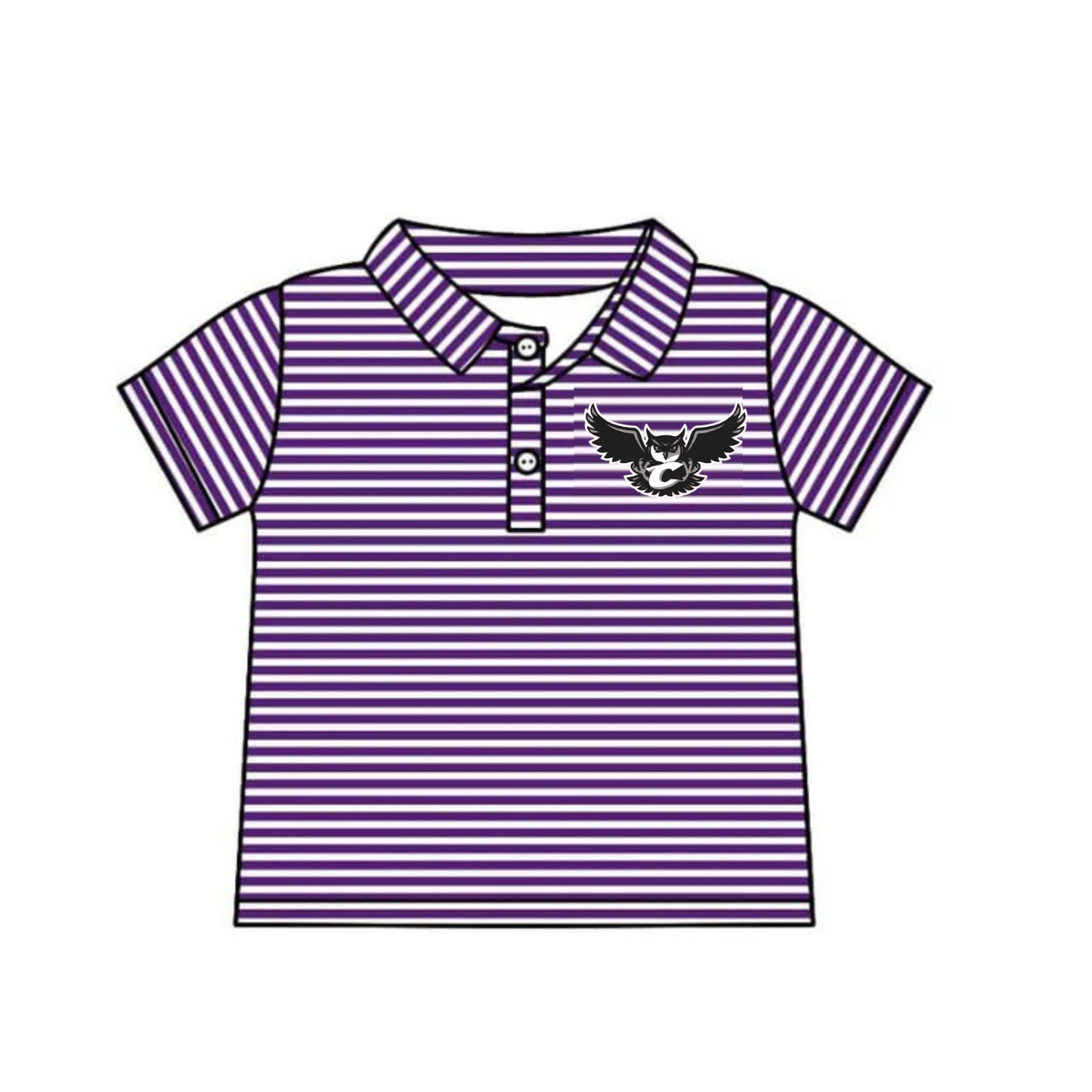 Preorder(moq 5) Baby Boys Purple Stripes Owls Team Short Sleeve Tee Pullovers Shirts Tops