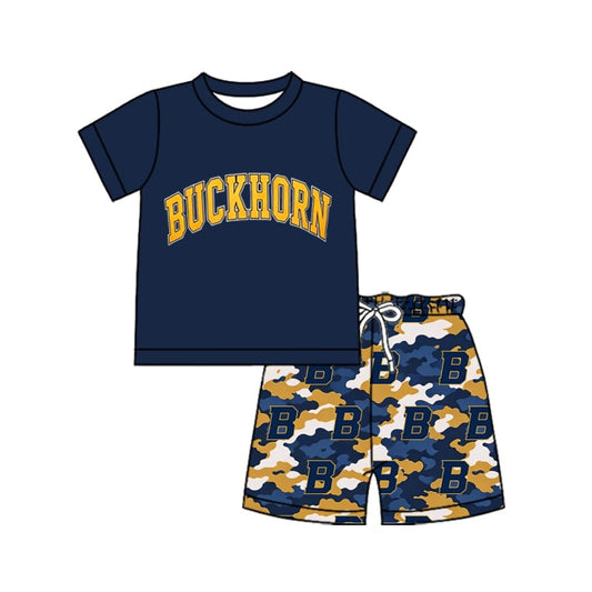 Preorder moq 5 Baby Boys Buckhorn Top Camo Short Team Clothes Sets