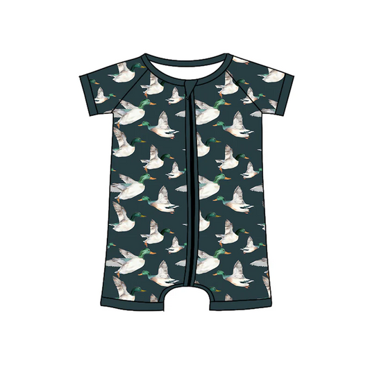 Baby Infant Boys Ducks Zip Short Sleeve Rompers preorder split order May 19th