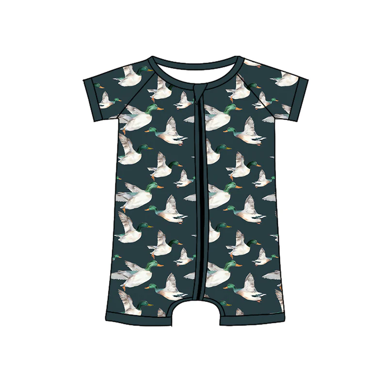 Baby Infant Boys Ducks Zip Short Sleeve Rompers preorder split order May 19th