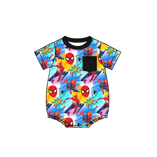 Baby Boys Spider Short Sleeve Rompers preorder(moq 5)