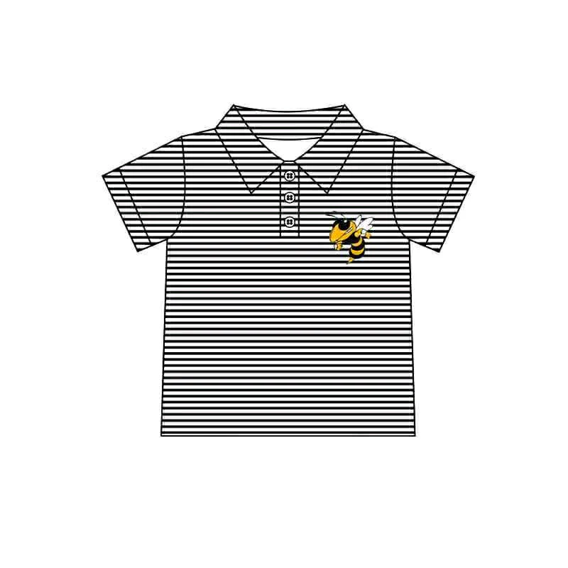 Preorder(moq 5) Baby Boys Black Honey Bee Team Short Sleeve Tee Pullovers Shirts Tops