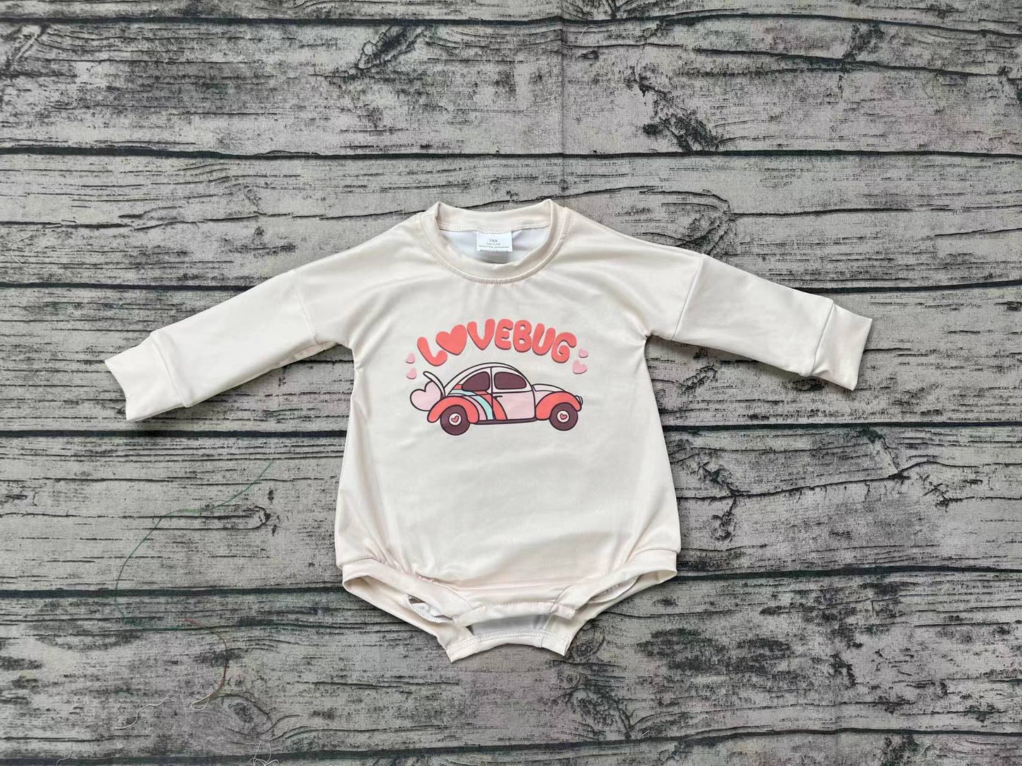 Baby Infant Boys Girls Lovebug Cars Long Sleeve Valentines Rompers