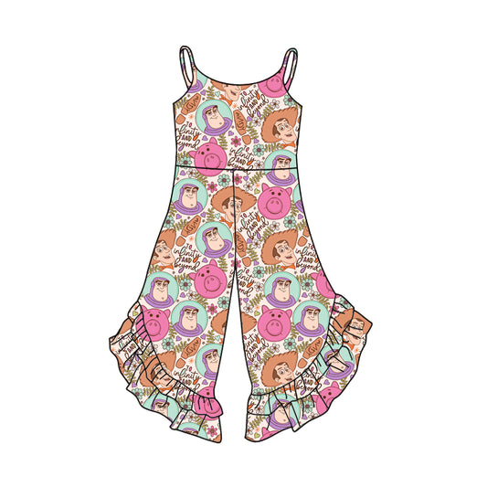 Preorder (moq 5)Baby Girls Toy Cartoon Bell Pants Straps Jumpsuits