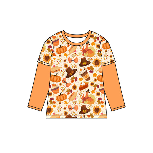 Baby Girls Thanksgiving Pumpkin Pies Long Sleeve Tee Shirts Tops Preorder