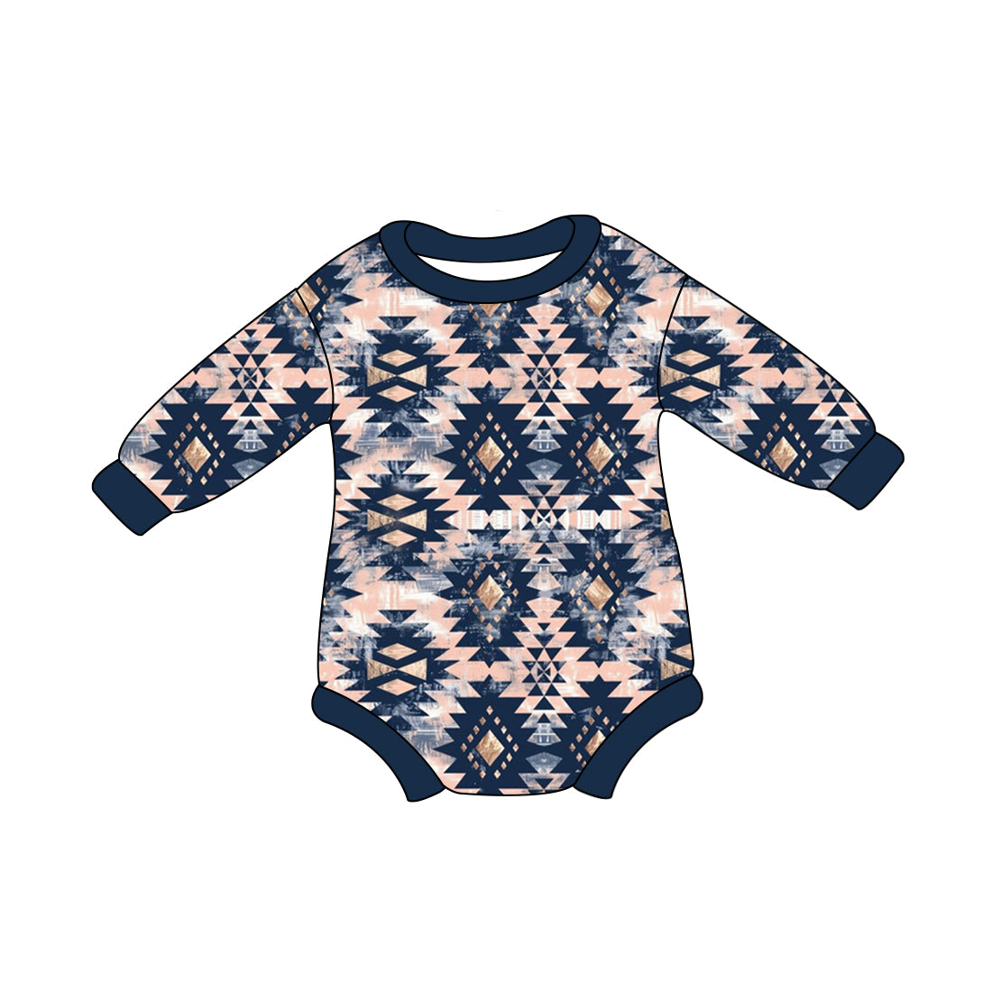 Baby Infant Boys Aztec Navy Western Rompers preorder(moq 5)