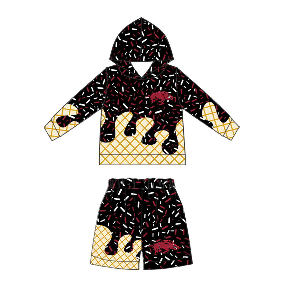 Preorder (moq 5) Baby Boys Sprinkles Arkansas Hoodie Short Team Clothes Sets