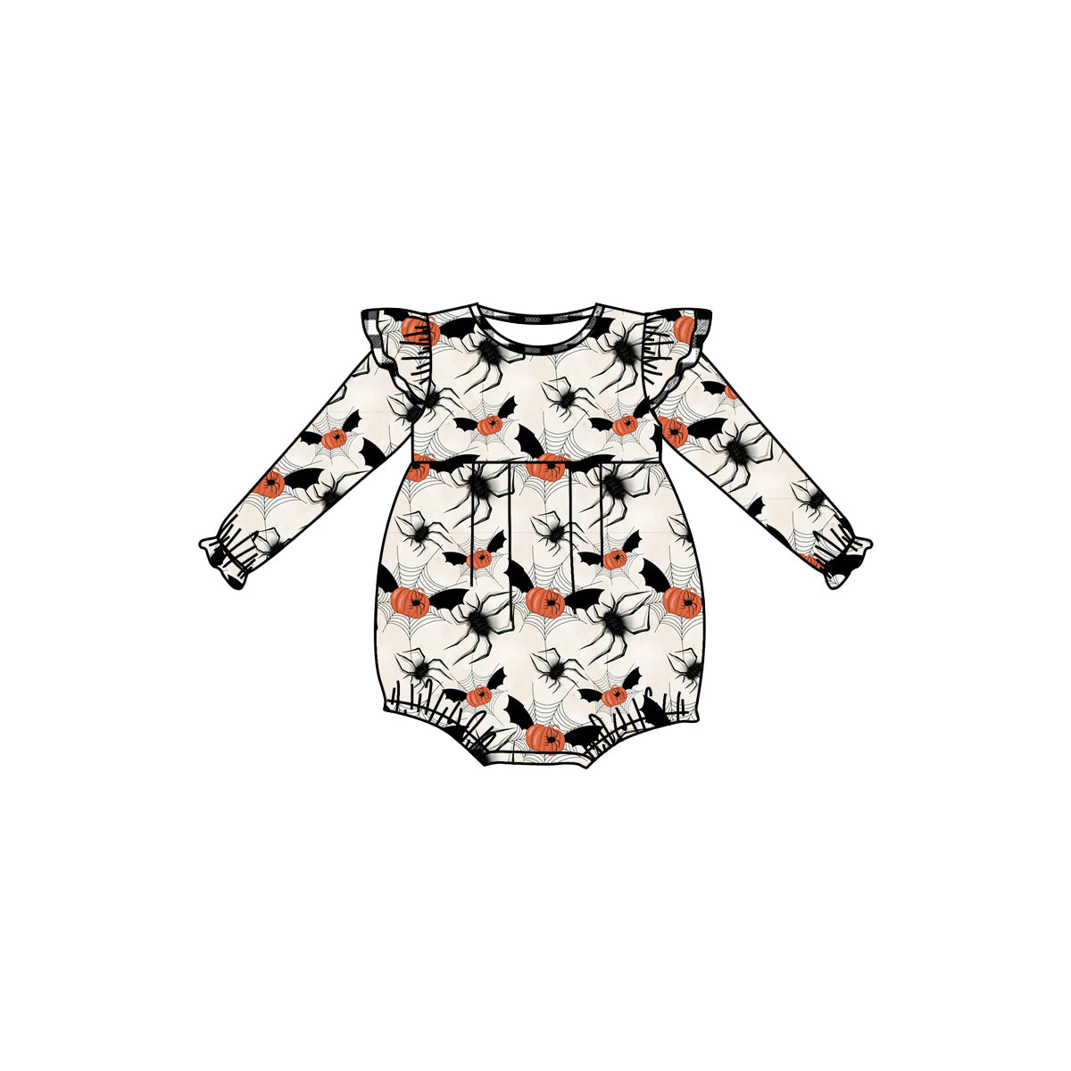 Baby Infant Girls Halloween Pumpkin Bats Long Sleeve Rompers preorder(moq 5)