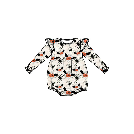 Baby Infant Girls Halloween Pumpkin Bats Long Sleeve Rompers preorder(moq 5)