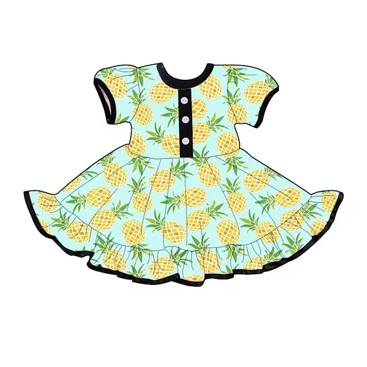 Baby Girls Pineapple Knee Length Dresses Preorder(moq 5)