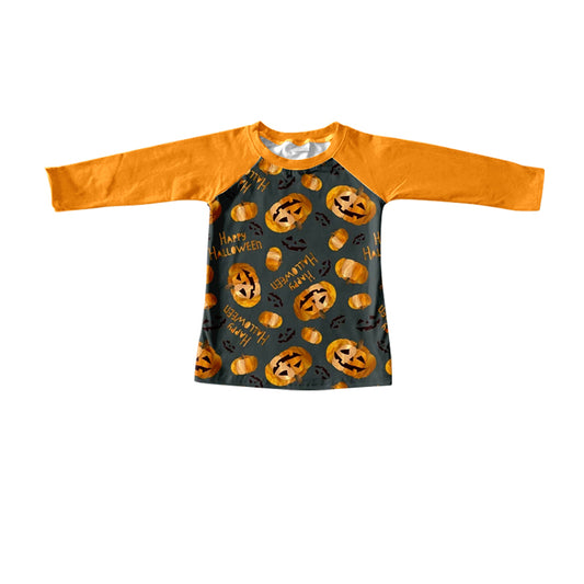 Baby Boys Halloween Long Sleeve Orange Pumpkin Tee Shirts Tops Preorder(moq 5)