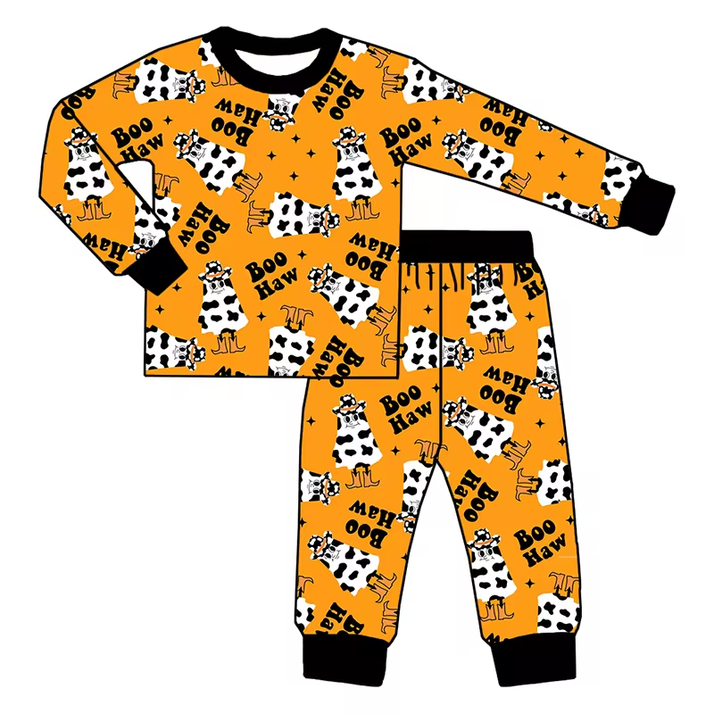 Baby Boys Bamboo Ghost Boo Shirt Pants Pajamas Clothes Sets Preorder(moq 5)