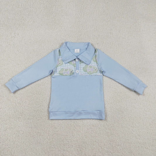 Baby Boys Blue Checked Golf Flags Button Polo Shirts Top