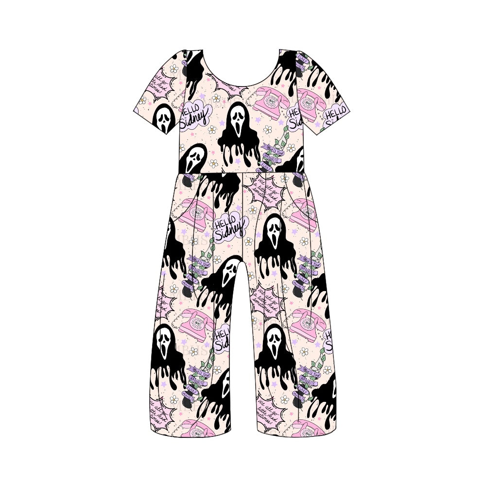 Baby Girls Halloween Pink Call Short Sleeve Jumpsuits Preorder(moq 5)