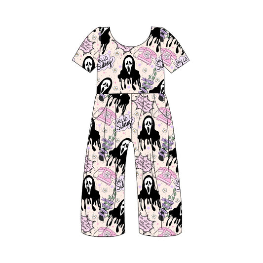 Baby Girls Halloween Pink Call Short Sleeve Jumpsuits Preorder(moq 5)