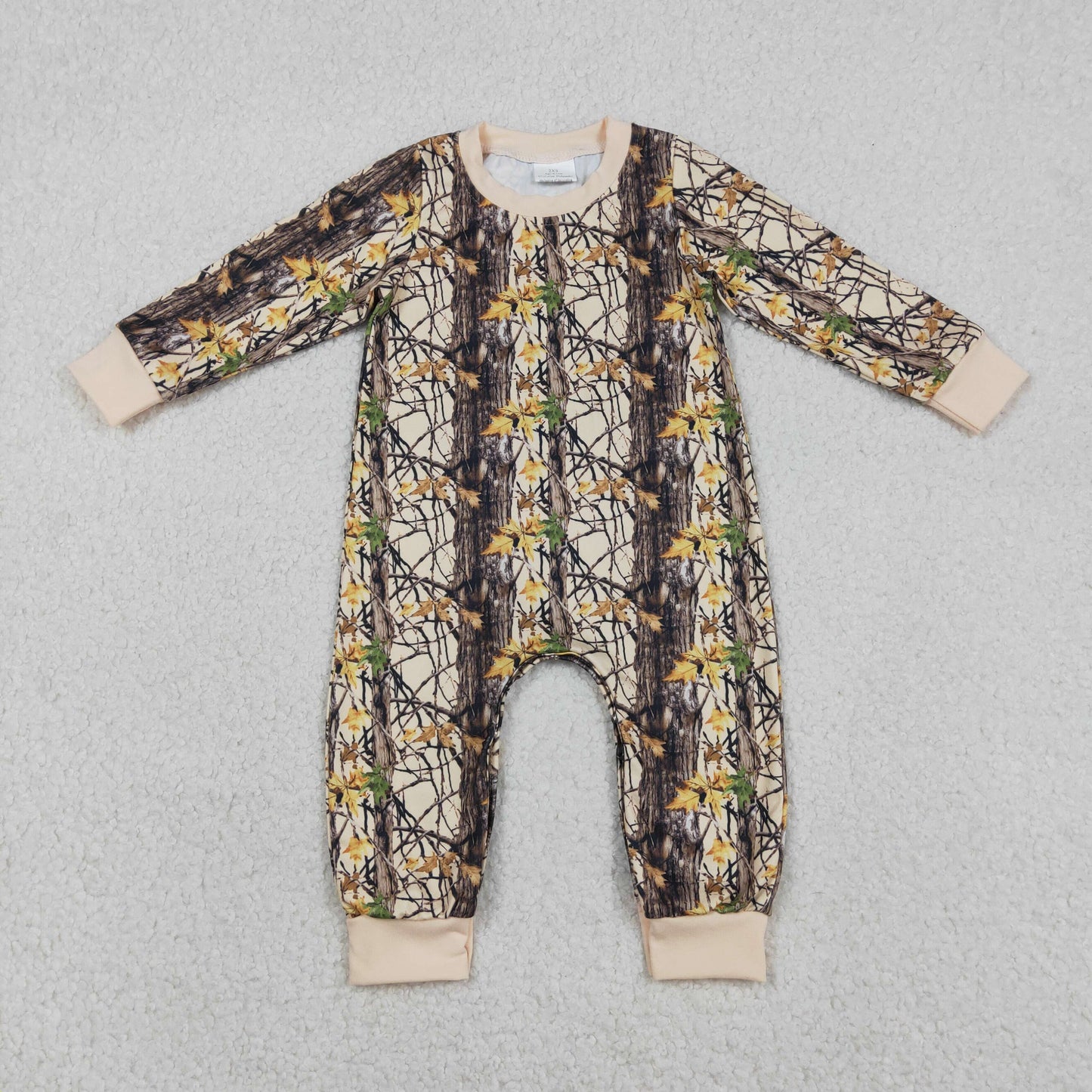 Baby Boys Long Sleeve Southern Leaves Camo Footie Rompers