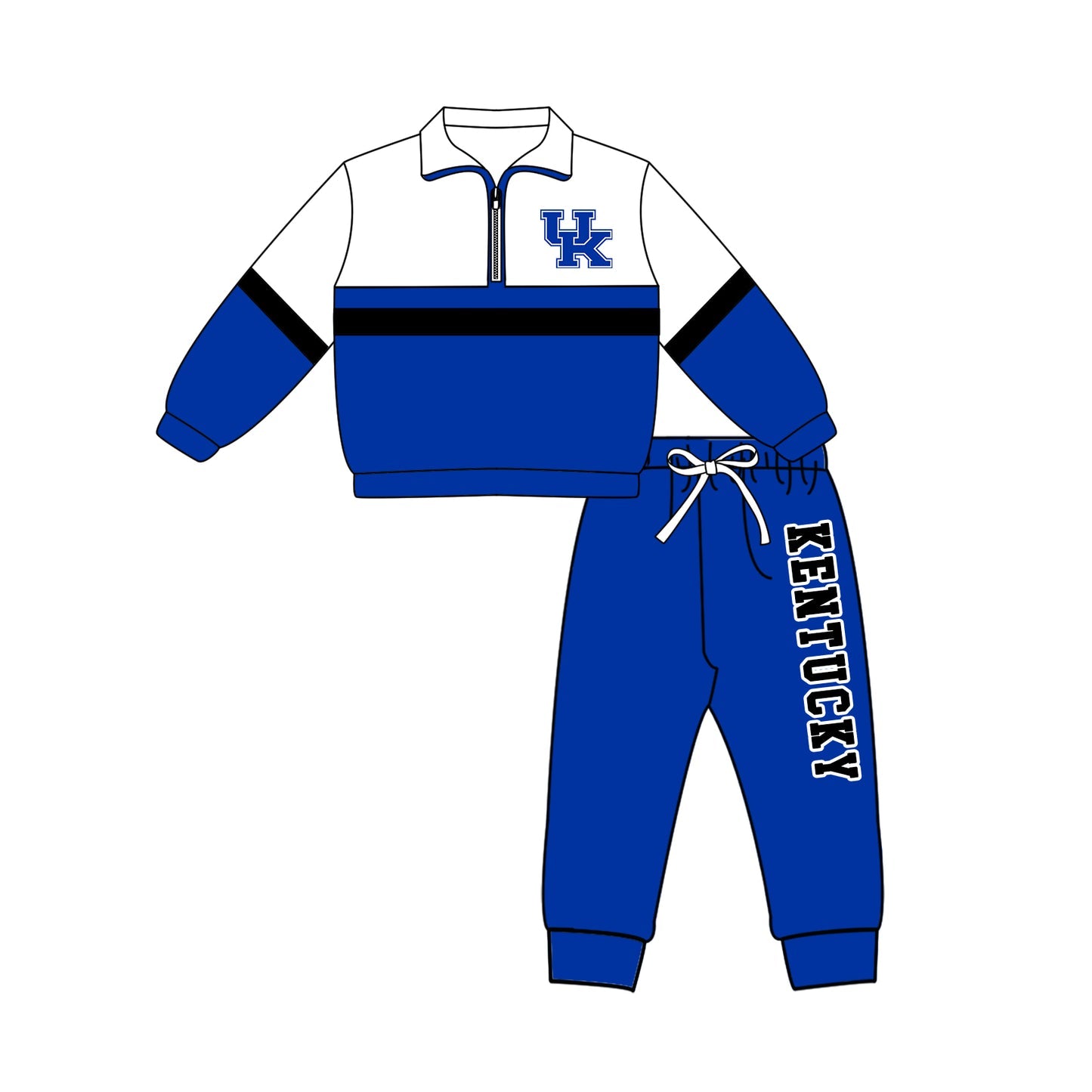 Preorder (moq 5)Baby Boys Kentucky Zip Pullovers Top Jogger Pants Team Clothes Set