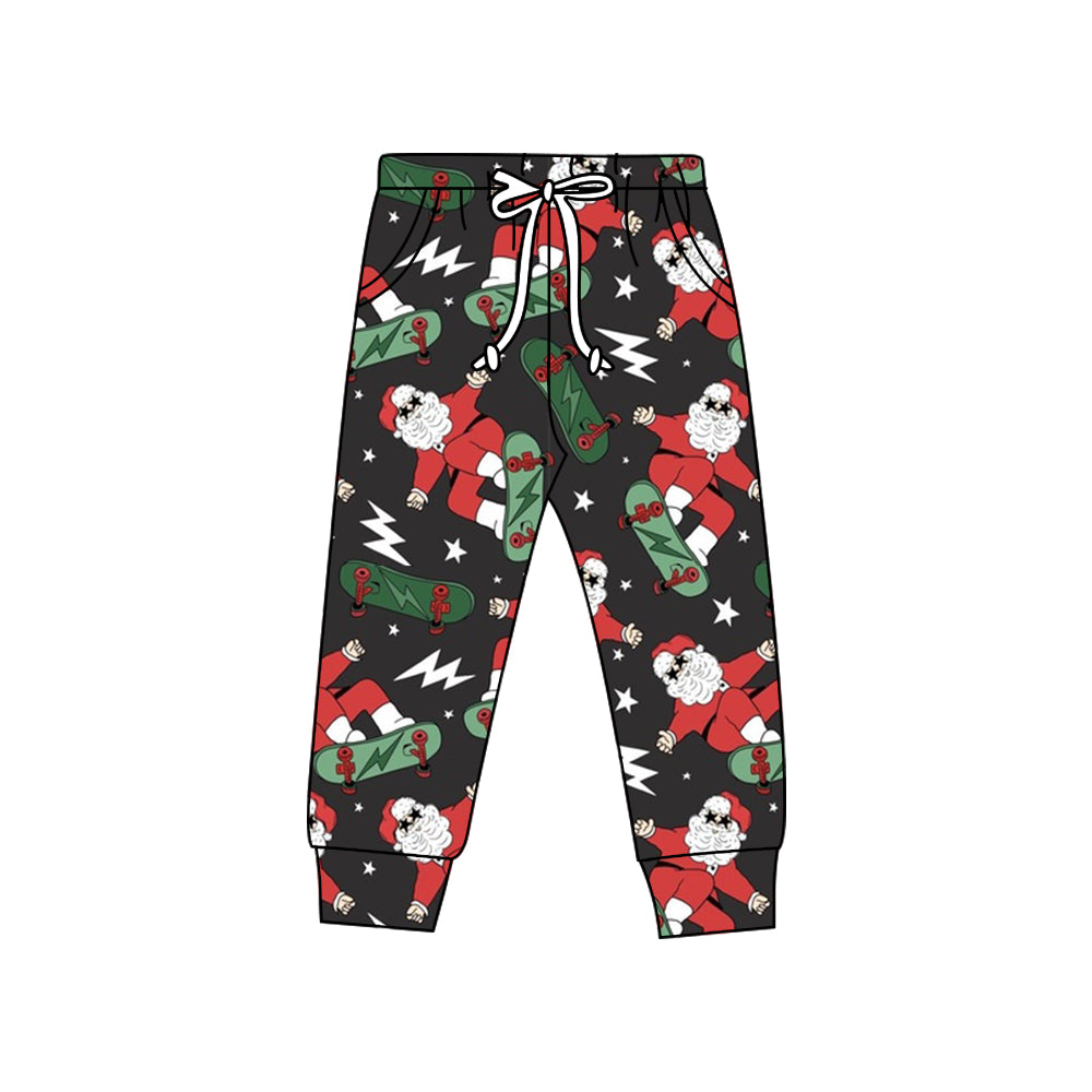 Preorder(moq 5) Baby Kids Christmas Santa Stakeboarding Black Jogger Pants