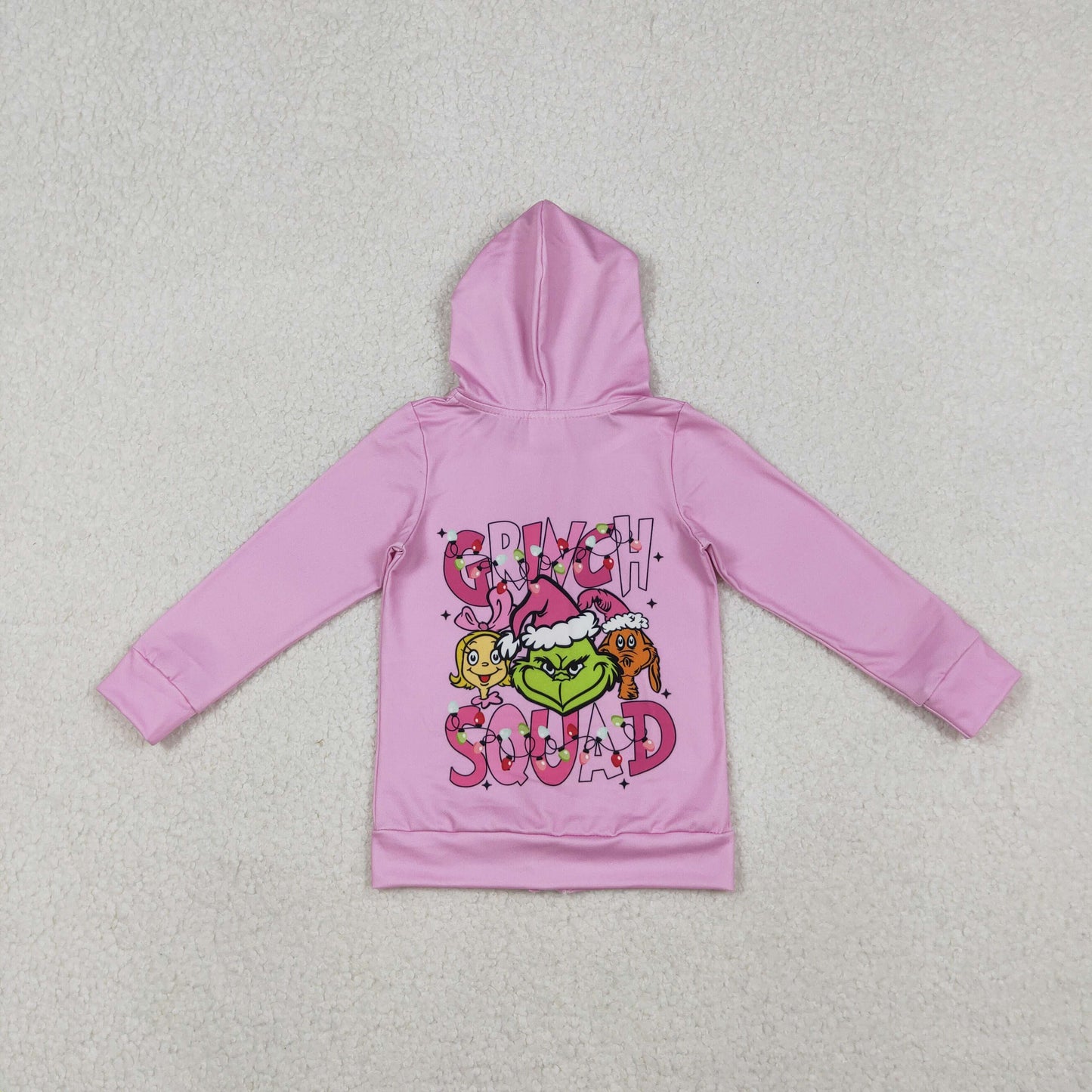 Baby Girls Grin Lights Pockets Zipper Christmas Hoodies Jackets Top