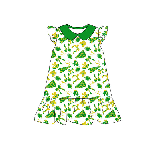 Preorder (moq 5)Baby Girls Light Green flutter sleeve Team Knee Length Dresses